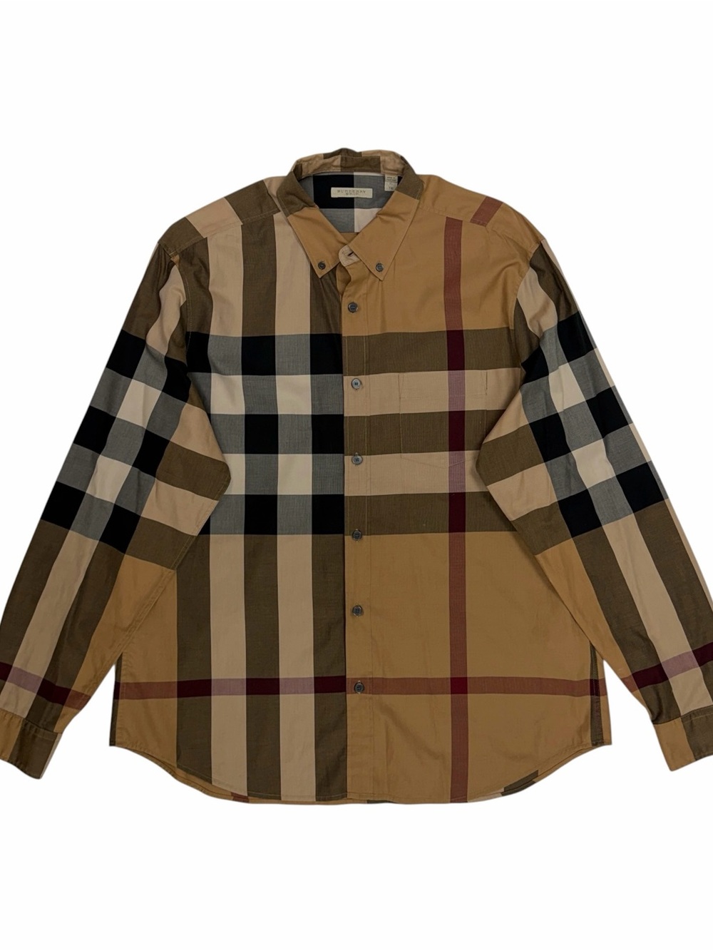Burberry Shirt Men XL Brown Nova Check Cotton Plaid Long Sleeve Button Down - Picture 2 of 9